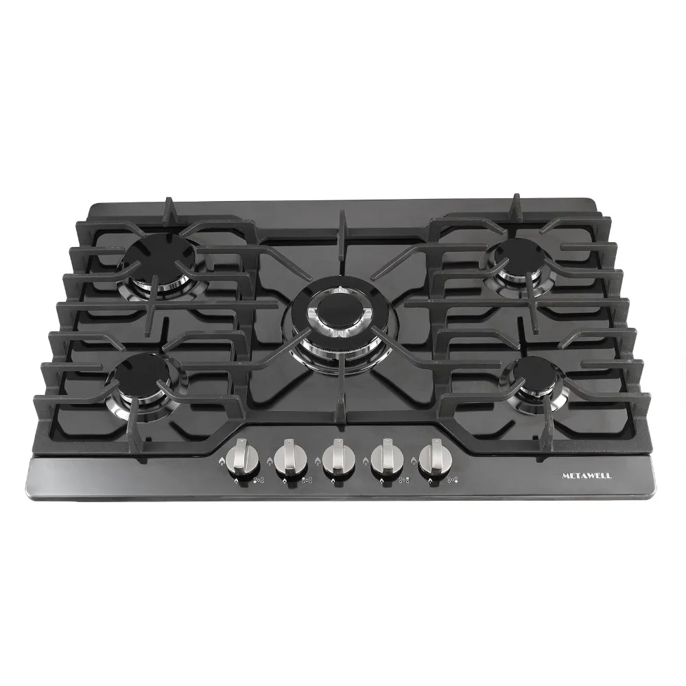 

US Warehouse Shipping 30" Black Titanium 5 Burner Built-in Stoves LPG Natural Gas Cook Tops Cooker