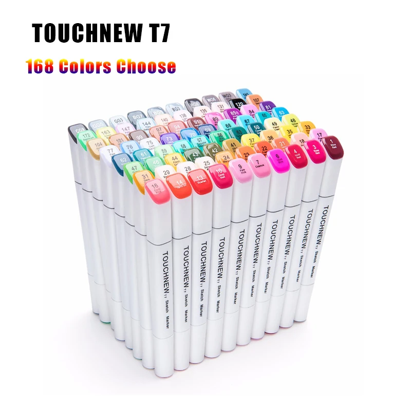 

TOUCHNEW T7 Single Colors Sketch Markers Alcohol Based Dual Head Brush Markers Pen For Drawing Manga Art Supplies Markers
