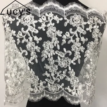 

Red Wine red Ivory wedding lace triming34CM wide double edging table lace cloth fabric 1 Yard embroidered cording lace trim