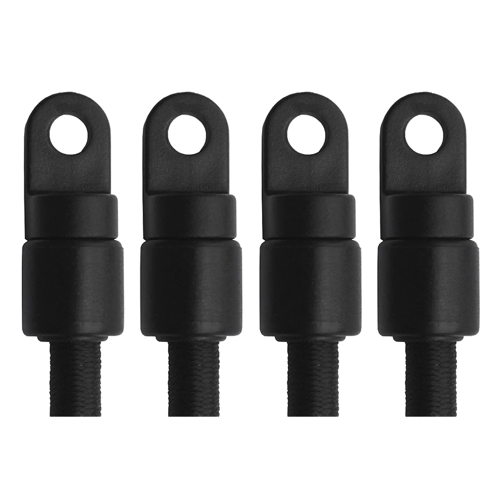 4pcs DIY Black Nylon Rope End Stop for 1/4'' Kayak Elastic Bungee Rope Shock Cord Weather Resistance for Canoe Boat Accessories