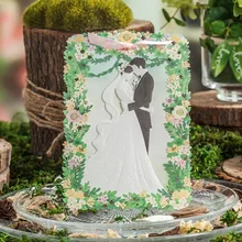 Laser Cut Wedding Invitations Kits Green Groom and Bride Invites Cards Customized Bridal Shower Card Wedding Favors