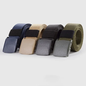 

Men Solid Color Steel Buckle Nylon Woven Inner Belts Hypoallergenic Adjustable Waist Band