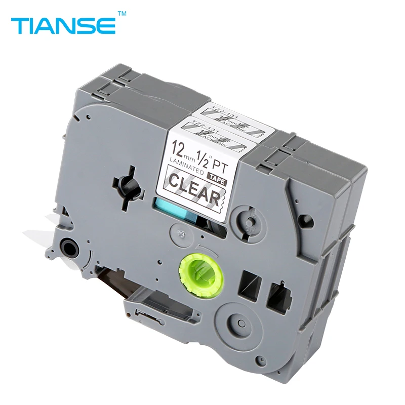 

TIANSE 2pcs Tze131 tze-131 tze tz 131 tz131 tz-131 Label Tape Ribbon 12mm For Brother Printer P-touch Ptouch Tape Black on Clear