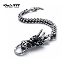 Мужской браслет из нержавеющей стали с подвеской в виде дракона на руку, мужские аксессуары, мужские браслеты в стиле хип-хоп с животными