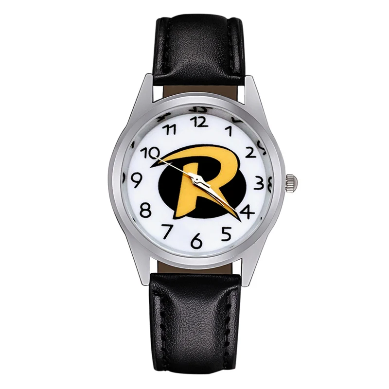 Детские часы в мультяшном стиле; кварцевые наручные часы с кожаным ремешком для мальчиков и девочек; Jc68 - Цвет: Black