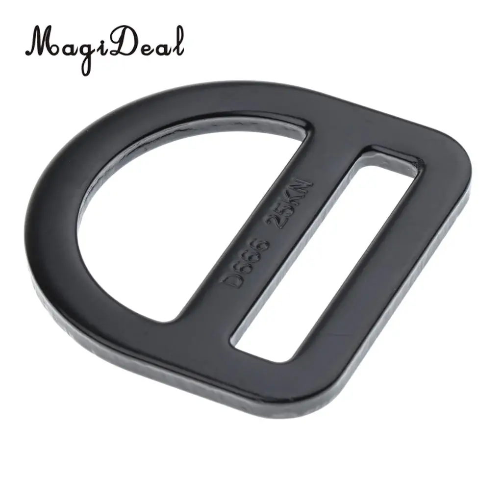 MagiDeal Outdoor Slotted D Ring Belt Strap Buckle Hook for 45mm Strap Outdoor Climbing Mountaineering Arborist