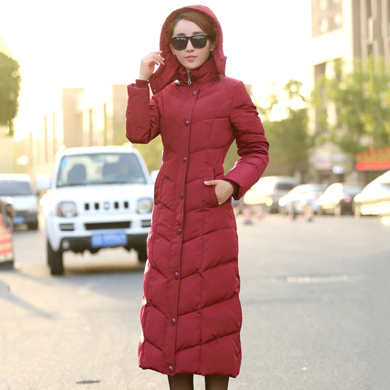 2018 Winter Coat Women Down Jacket long sections Slim Hooded Parka Winter Large size Coat Waist Thicken Mulheres Outerwear XY485