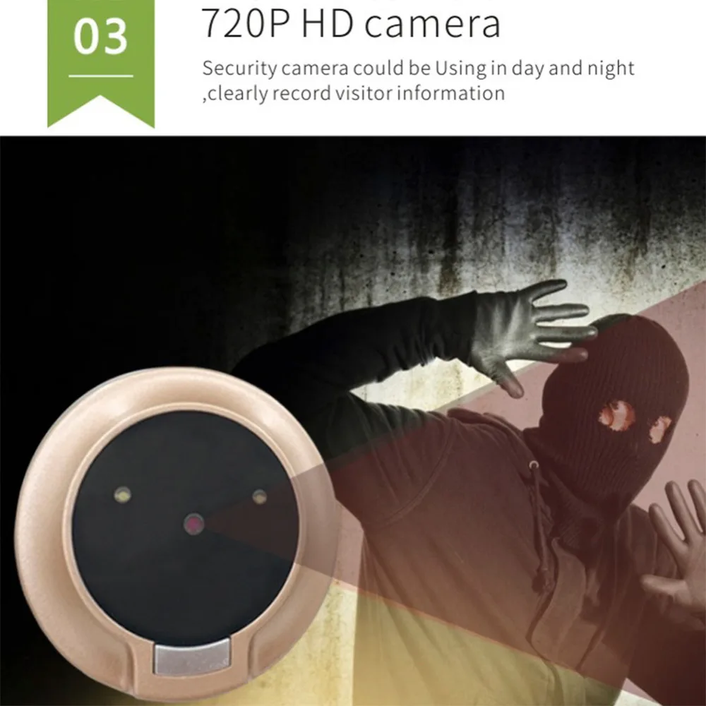 

3.5 in LCD Display Doorbell 1MP 720P HD 90 Degree Video-Eyes Door Peephole Security System IR Night Vision Door Viewer Camera