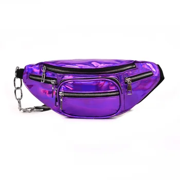 

Women Chain Chest Bag PU Leather Women Motorcycle bag Waist Packs Solid Color Woman Fashion Bag New Pockets