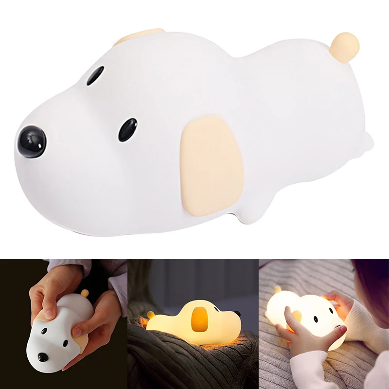 

LED Kids Night Light Cute Puppy Soft Silicone Baby Nursery Lamp USB Rechargeable Adjustable GHS99