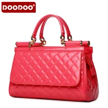 DOODOO Women Bag Genuine Leather Famous Brand Hot Pink 2016 Luxury Brand Women Handbag Patchwork Ladies Hand Bag Elegant