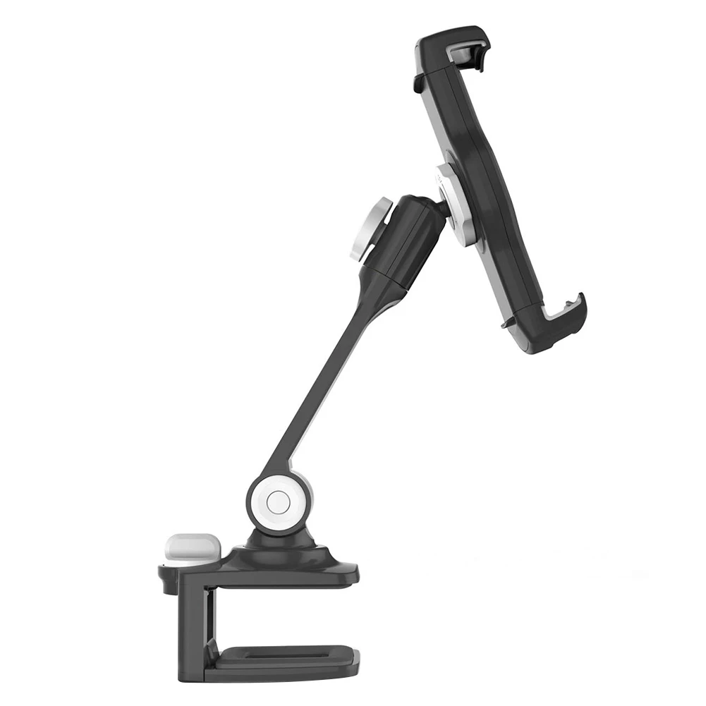 

High Compatibility Non Slip Clamp Mount Tablet Stand Adjustable Stable Metal Phone Holder Desktop Foldable Bracket Flexible