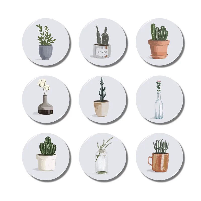 

Lychee Cartoon Plant Fridge Magnets Glass Cabochon Refrigerator Magnet Round Crystal Home Decoration