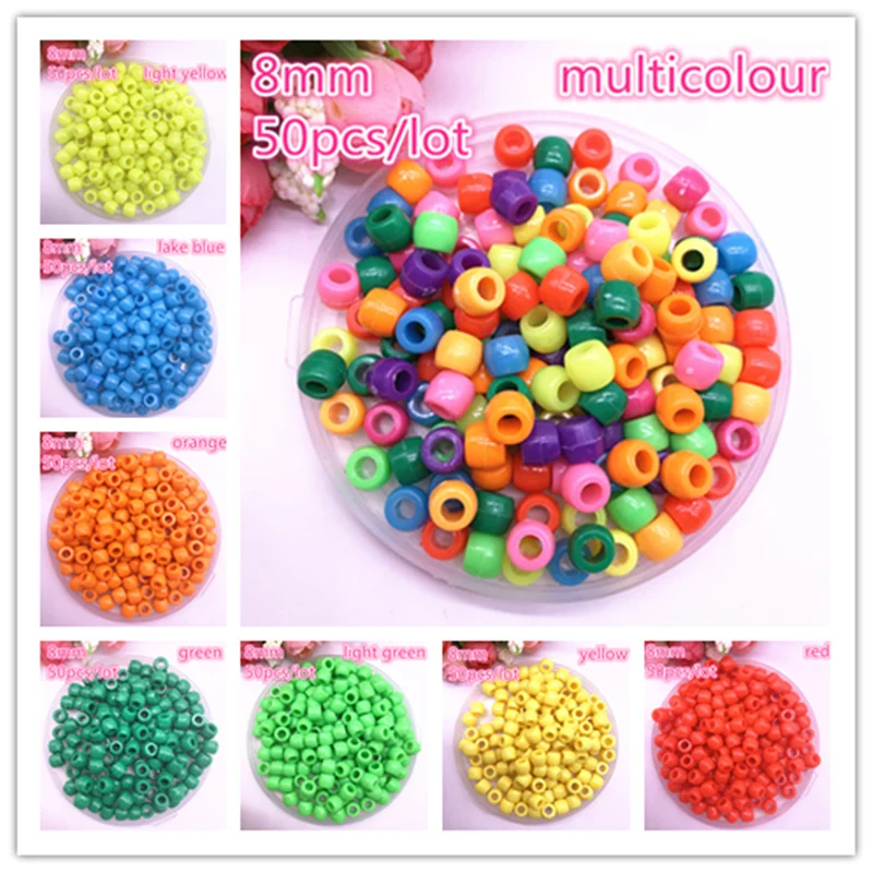 NEW 50Pcs 8mm Black Acrylic Round Pearl Spacer Loose Beads Jewelry Making