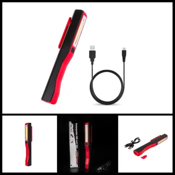 

Mini Inspection Lamp COB LED USB Rechargeable Magnetic Worklight Pen Clip Hand Pocket Torch Flashlight Work Lights Blue/Red