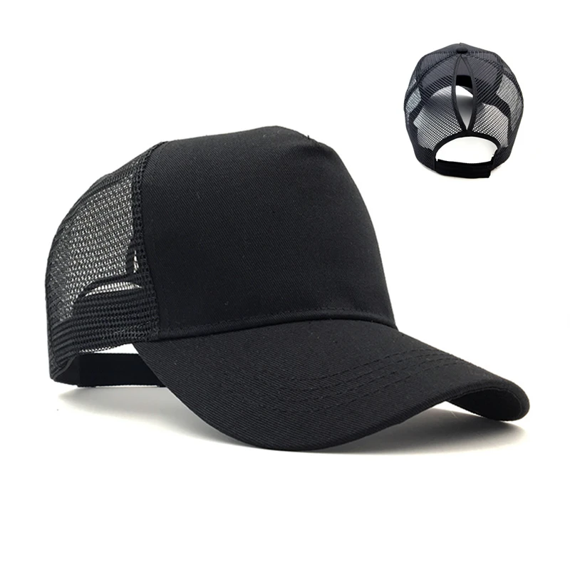 Ponytail Baseball Cap Solid Mesh Summer Hat For Women Gorras Casual Hip Hop Caps Bone Casquette