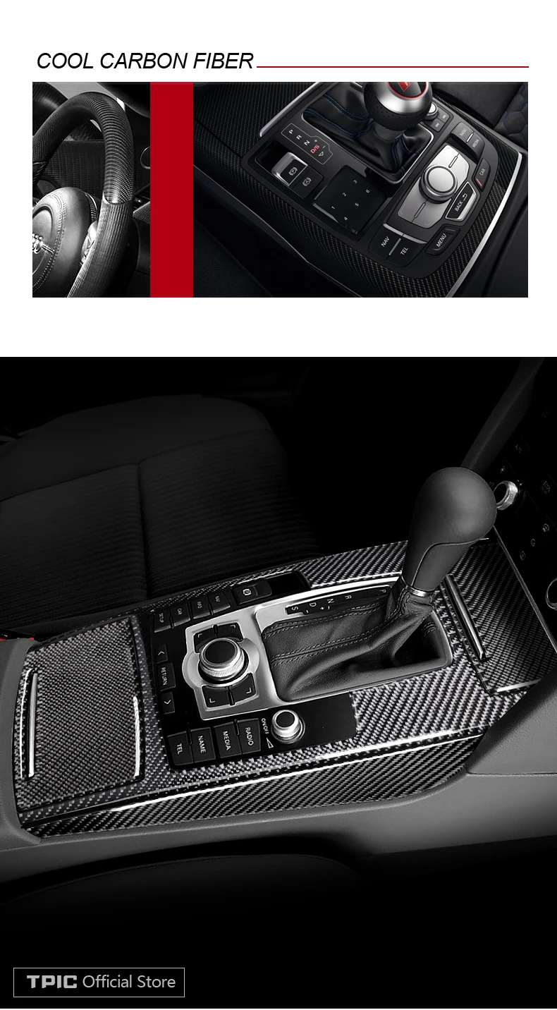 Аксессуары для салона автомобиля литье из углеродного волокна центральный Контроль Переключения передач Панель наклейки Наклейка для автомобиля для Audi A6 c5 c6