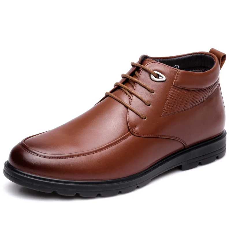 QIANGREN/мужские зимние ботинки в стиле милитари из натуральной кожи; зимние ботинки для улицы; Мужская черная деловая обувь; официальная обувь - Цвет: DC25302-Z