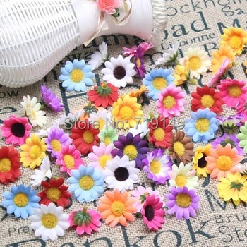 

22Colors! 500pcs Artificial 4cm Silk Mini Sunflower Daisy Flower Heads For Wedding Decoration Hairpin Wreath DIY Accessories
