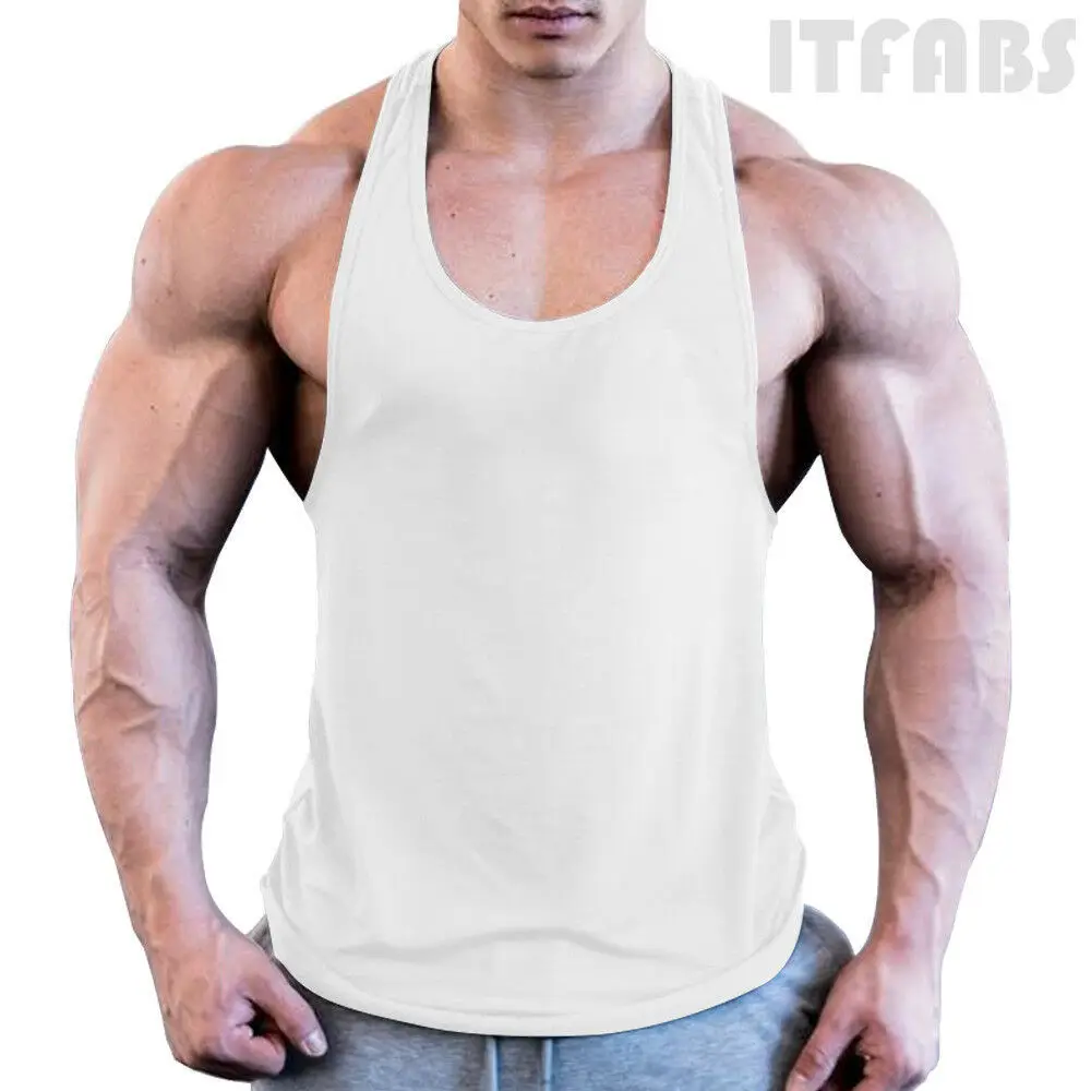 Homens musculação stringer tanque topo y-back gym workout esportes colete camisa roupas