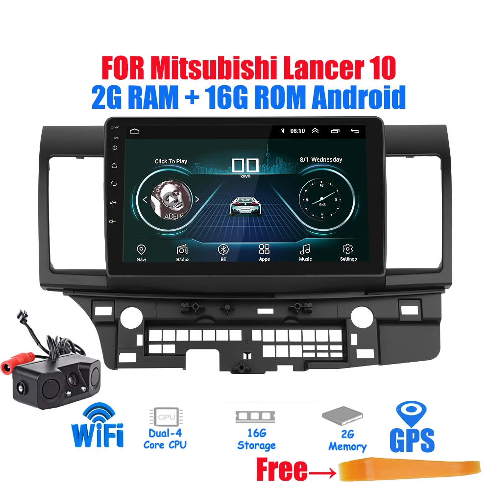 Sale 2DIN 10.2" Android Car Radio 2+16G for Mitsubishi lancer 1024*600 Quad Core wifi Bluetooth video audio Multimedia car dvd Stereo 5
