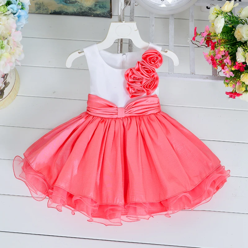 

L1240 FASHION GIRL SPRING DRESS ROSE PATCH WORK SLEEVELESS DRESSES GIRL SUMMER DRESS