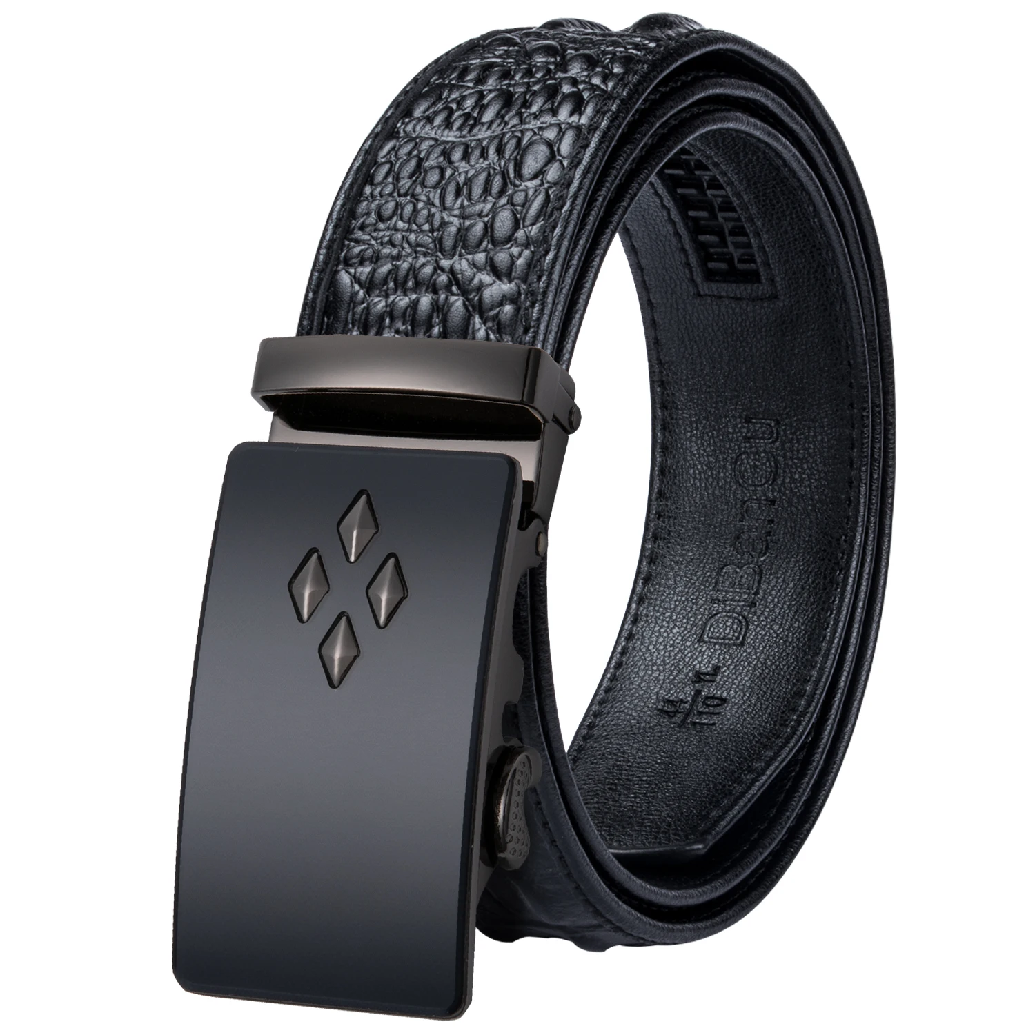 Luxury Brand Mens Black Leather Belts for Jeans Fashion Crocodile pattern Leather Belt Man Waist ...