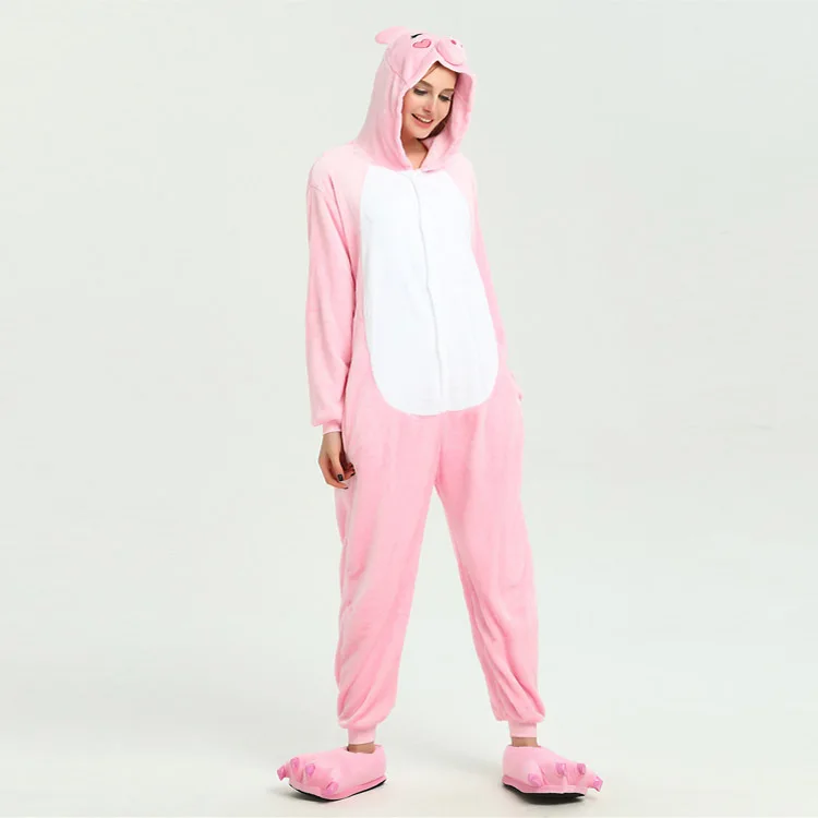

Kigurumi Animal Pajamas Sets Warm Flannel Pyjamas Women Winter Long Sleeve Sleepwear 2019 New Style Cute Hooded Adult Onesie