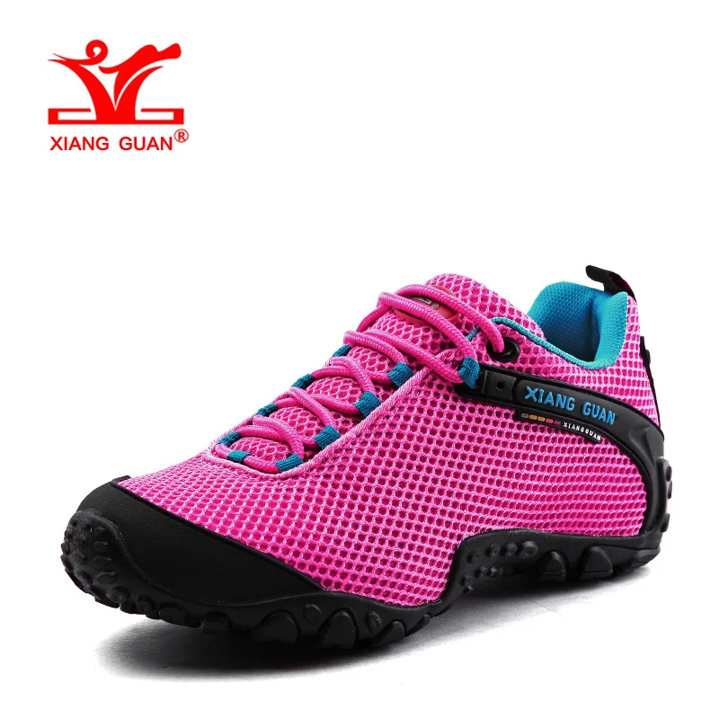 

XIANG GUAN Woman Hiking Shoes Women Mesh Breathable Trekking Boots Pink Zapatillas Sports Climbing Shoe Outdoor Walking Sneakers
