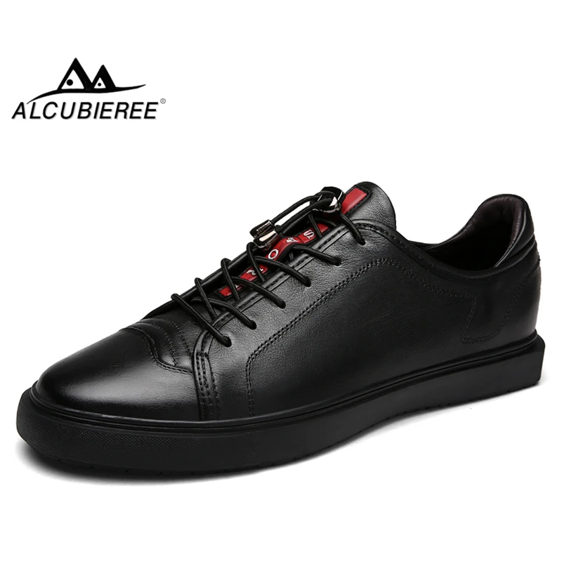 

ALCUBIEREE Mens Casual Lace-up Flats Skateboarding Shoes Men Genuine Leather Sneakers Male High Quality Handmade Footwear 46