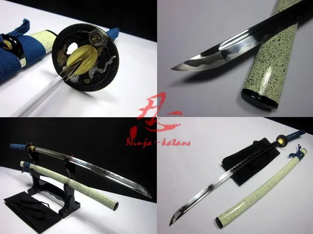 

hand forged japanese tiger tsuba katana sword sharpened can cut tatami