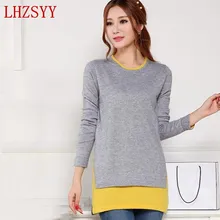 2017Hot New spring and autumn Female Cashmere Sweater O- Neck Loose Splice sheet Section Sweater Knit Pullover Slim Wool sweater