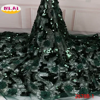 

African Lace Fabric Sale, New Embroidered Tulle Lace Dress Fabric, 3D Sequin Pink Lace For Lady Mr2678b