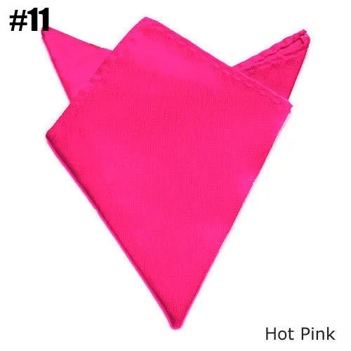(Hot pink) Gentlenmen Solid Pocket Squares Wedding Uniform Suit Satin Handkerchiefin Men's Ties