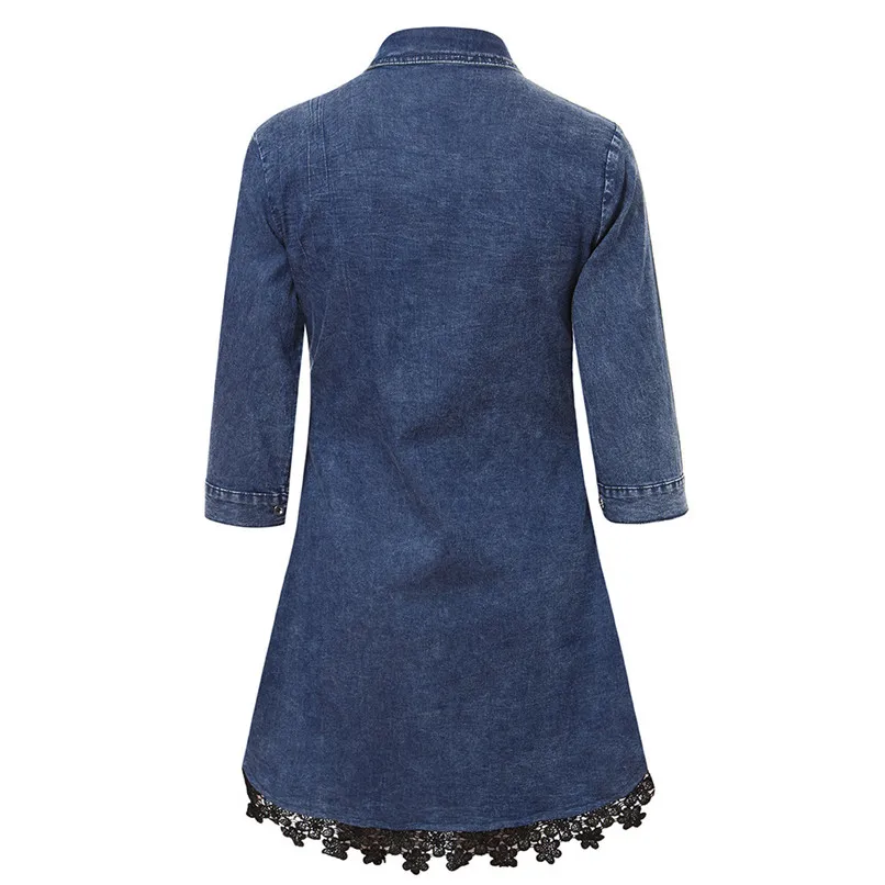 Autumn Denim Dress 2018 Women Mini Dress Long Sleeve Turn Down Collar Bandage Lace Up Dresses Sexy Ladies Vestidos 40OC125