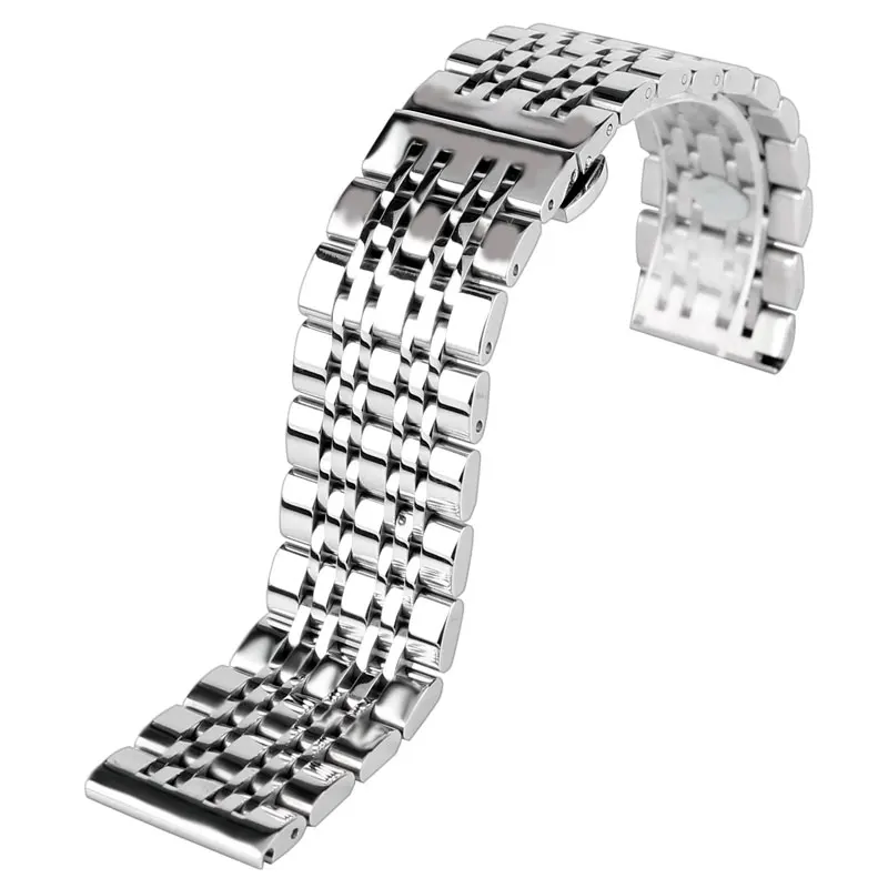 Высокое качество 20 мм 22 мм часы группы серебро Нержавеющая сталь ремень регулируется Ремешки для наручных часов браслет + 2 Весна bars для Для