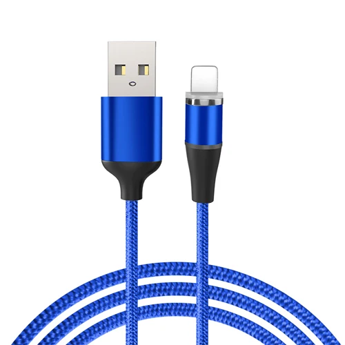 VOXLINK 1 м светодиодный магнитный USB кабель для iPhone Xs 6 7 и USB TypeC кабель и Micro USB нейлоновая оплетка для samsung Xiaomi huawei USB C - Цвет: Blue for APPLE