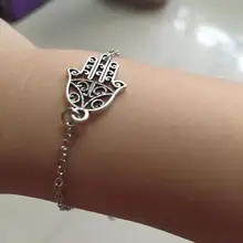 Sl074 Серебряный браслет цепочка простая рука, Фатима браслеты с амулетом Хамса для женщин ювелирные изделия