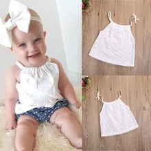 Одежда для малышей для девочек ажурный крючком кружевная блузка для новорожденных подтяжки майка Tee