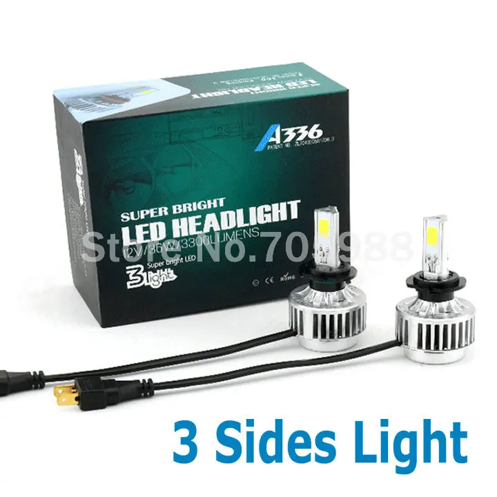3 COB H7 Headlight bulb 12V 72W 6600LM COB Auto LED car headlamps replacement bulbs led Xenon 6000k 9005 9006 H7 H8 H9 H11