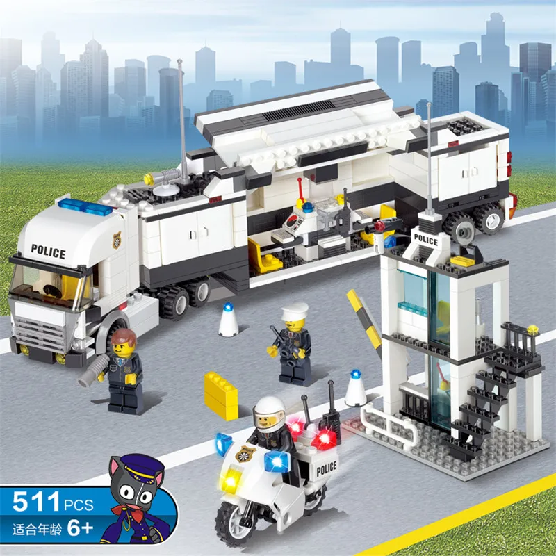 KAZI 6727 DIY игрушка Полицейский отдел вертолет строительный модуль совместимая