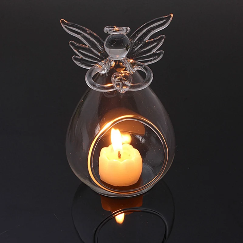 1 шт. Ангел Рождество висит tealight держатель Стекло Orb Террариум Стекло Глобусы Подсвечник свадебные Бар Декор - изображение