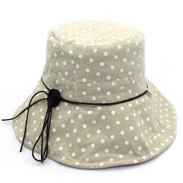 Lanxxy, новая мода, в горошек, рыбацкая шляпа, для женщин, летняя, пуговицы, Панама, женские шляпы - Цвет: beige