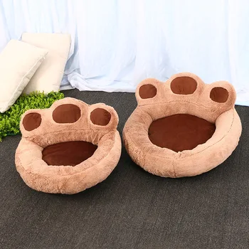 

Cute Bear Paw Pet Nest Winter Warm Fleece Teddy Kennel Ultra Soft Backrest Round Dog Bed Pet Beds for Small Medium Large Dogs