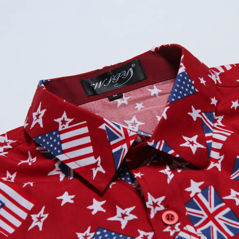 Платье рубашка бренд Мода 2017 г. мужские рубашки с длинными рукавами Топы корректирующие флаг печати высокое качество Мужская одежда