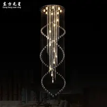 crystal chandelier spiral LED lamp staircase light long spiral minimalist round hanging lighting for villa living room