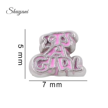 

5*7mm Word Charm Pink Colors It's A Girl Charms For Floating Glass Locket