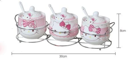 1 Набор мультяшных керамических Дораэмон цветок панда сахарница домашняя соль для кухни сосуд для приправ баночки с ложками