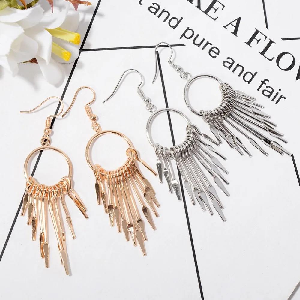 

Vintage Dangle Earrings For Women Small Metal Tassel Earrings Ancient Long Drop Earrings Brincos Gold Silver Color