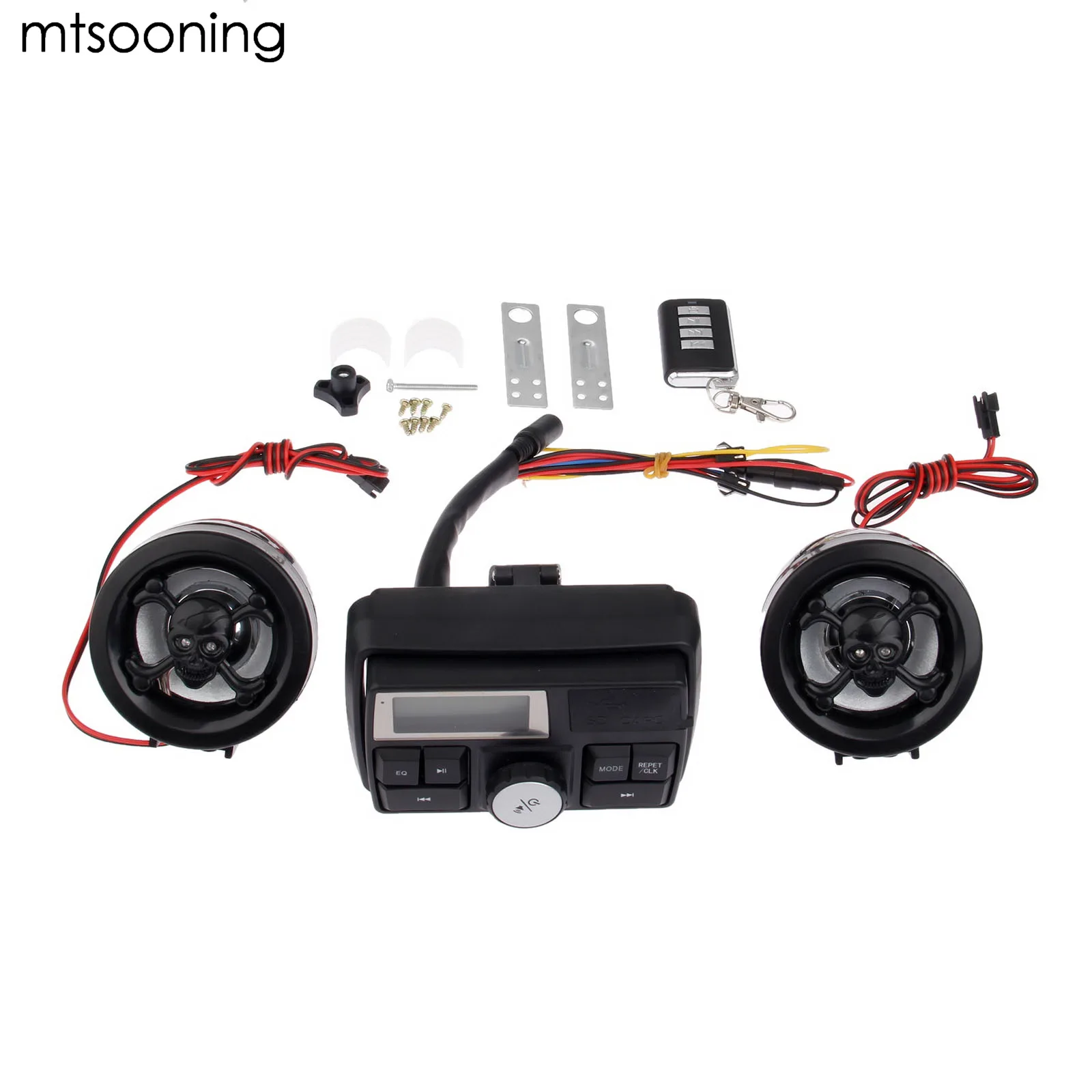 

mtsooning Motorcycle MP3 player ATV Audio Music System Support USB 12V Motorbike FM Radio with speakers Motorcycle Music Player